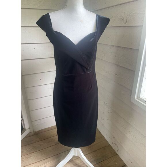 Bardot Sweetheart Neck Off Shoulder Velvet Black Dress Black Size 10/ L Formal - Picture 9 of 9